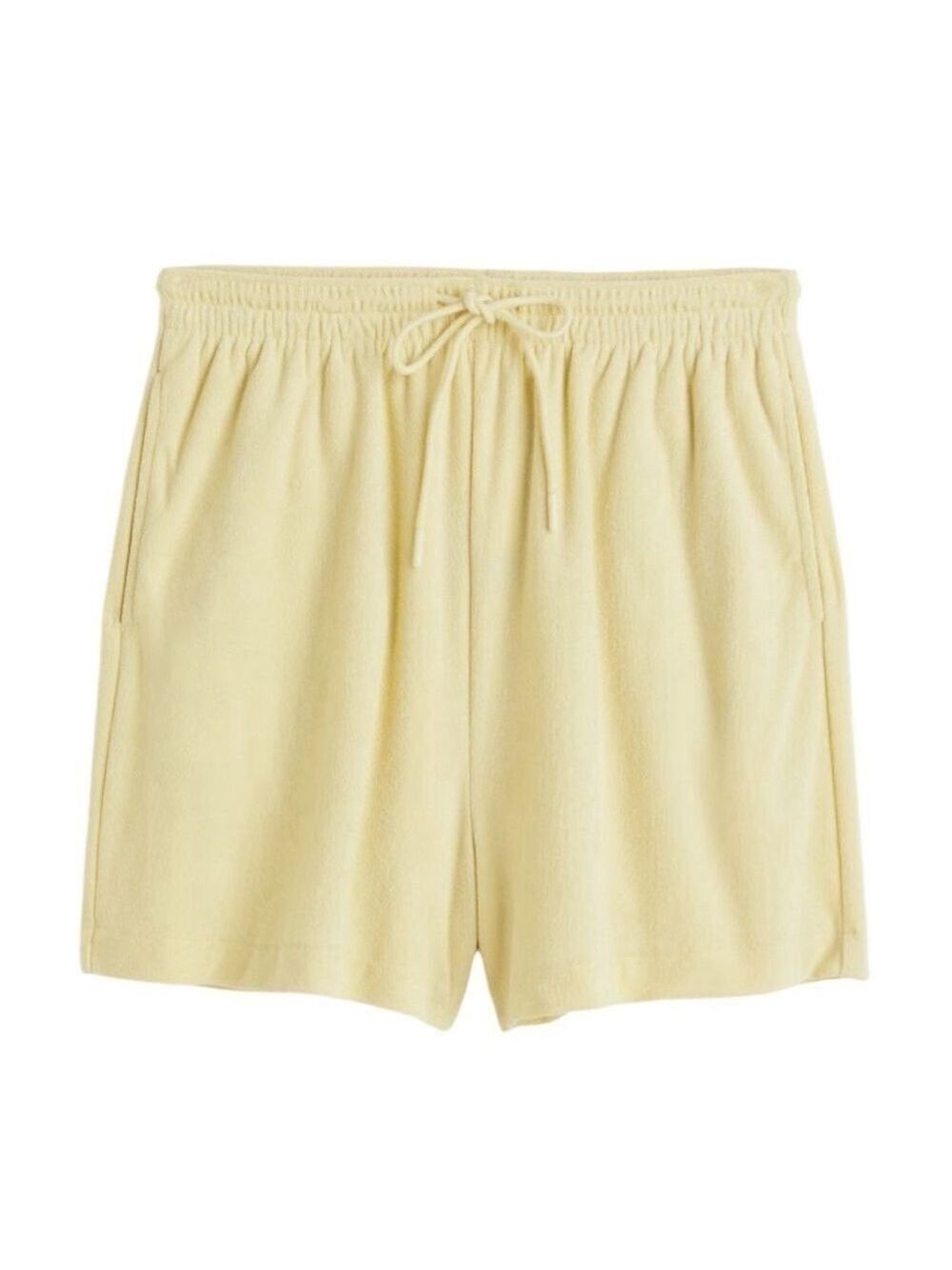 H&M Terry Cloth High Rise Elastic Drawstring Waist Pastel Yellow Shorts